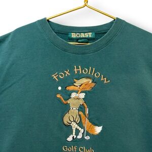 Vintage BOAST Fox Hollow Golf Club Sweatshirt USA Made Embroidered XL Green